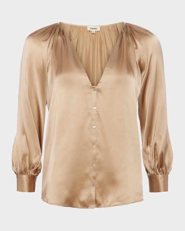 Kaili V-Neck Silk Blous
